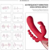 Tri Pleasure 3-in-1 Rabbit G-Spot Vibrator 10 modes - Master