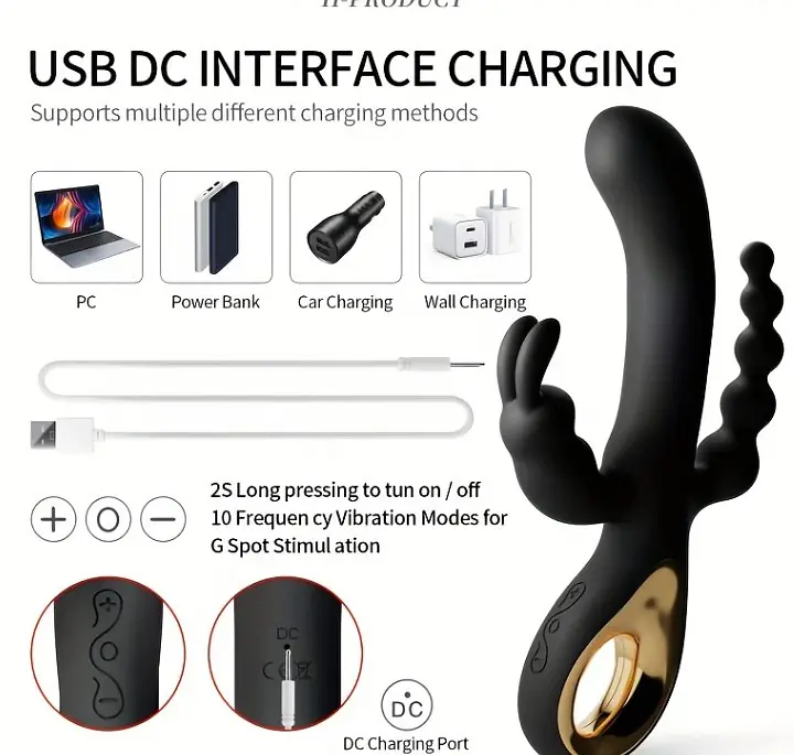 Tri Pleasure 3-in-1 Rabbit G-Spot Vibrator 10 modes - Master
