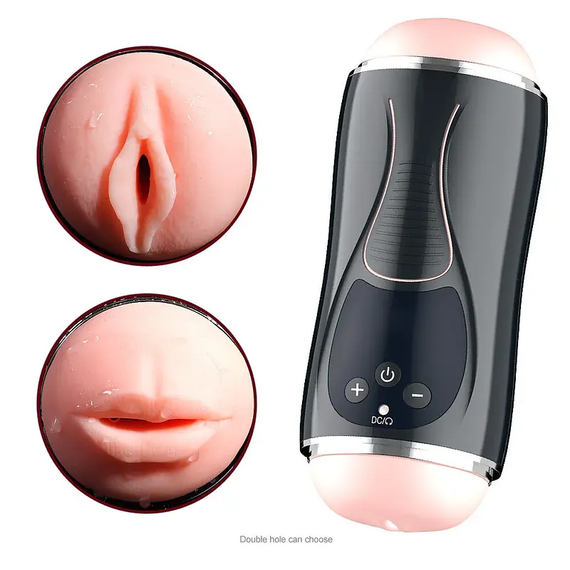 PleasureSync Dual Sensation Hands Free Vibrating Mouth & Vagina Masturbator with Girl Voice - Master