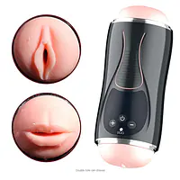 PleasureSync Dual Sensation Hands Free Vibrating Mouth & Vagina Masturbator with Girl Voice - Master