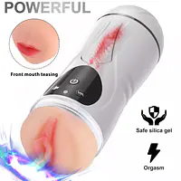 PleasureSync Dual Sensation Hands Free Vibrating Mouth & Vagina Masturbator with Girl Voice - Master