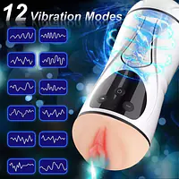 PleasureSync Dual Sensation Hands Free Vibrating Mouth & Vagina Masturbator with Girl Voice - Master
