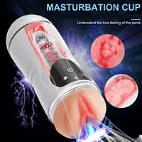 PleasureSync Dual Sensation Hands Free Vibrating Mouth & Vagina Masturbator with Girl Voice - Master