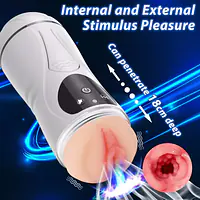 PleasureSync Dual Sensation Hands Free Vibrating Mouth & Vagina Masturbator with Girl Voice - Master