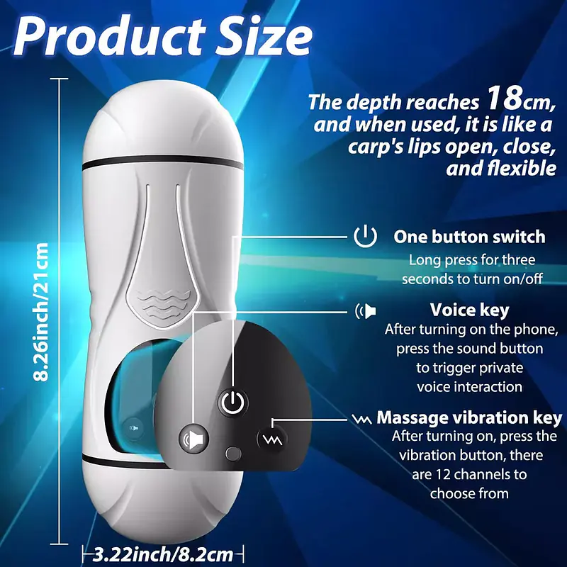 PleasureSync Dual Sensation Hands Free Vibrating Mouth & Vagina Masturbator with Girl Voice - Master