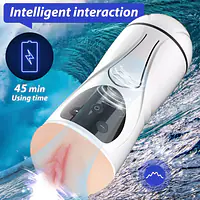 PleasureSync Dual Sensation Hands Free Vibrating Mouth & Vagina Masturbator with Girl Voice - Master