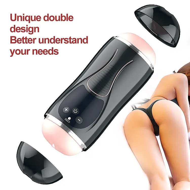 PleasureSync Dual Sensation Hands Free Vibrating Mouth & Vagina Masturbator with Girl Voice - Master