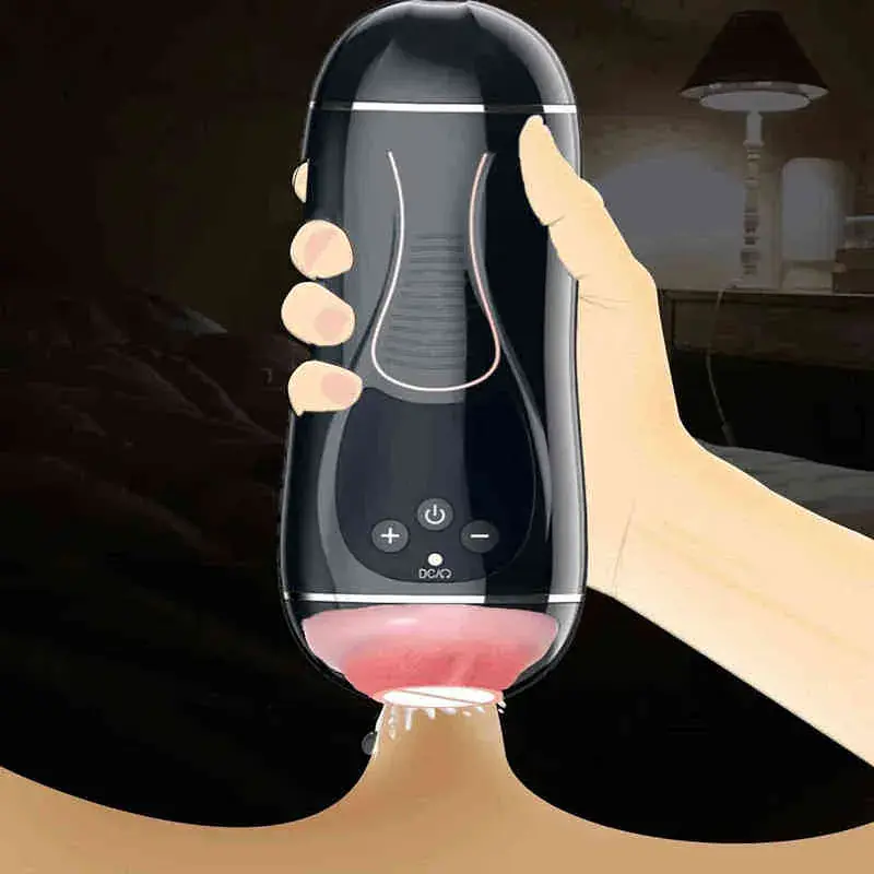 PleasureSync Dual Sensation Hands Free Vibrating Mouth & Vagina Masturbator with Girl Voice - Master