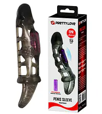 Pretty Love Vibrating Penis Sleeve Harrsion For Men (Black) - Master
