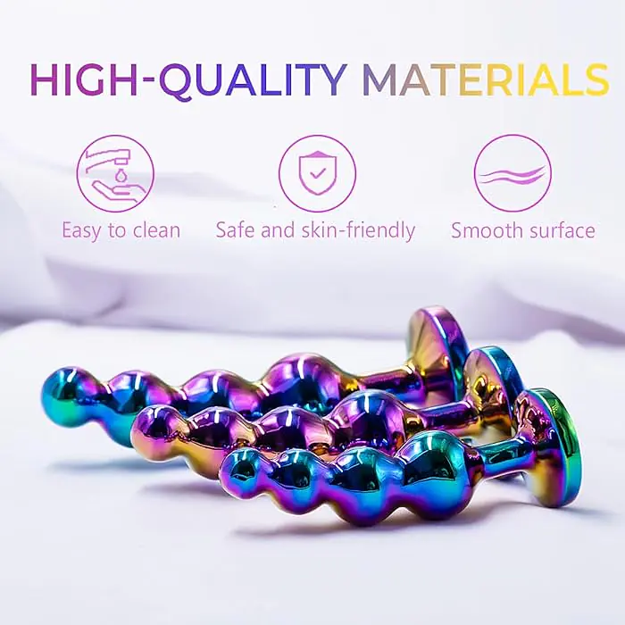 Rainbow Beaded 4-Inch Butt Plug - Master
