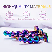 Rainbow Beaded 4-Inch Butt Plug - Master