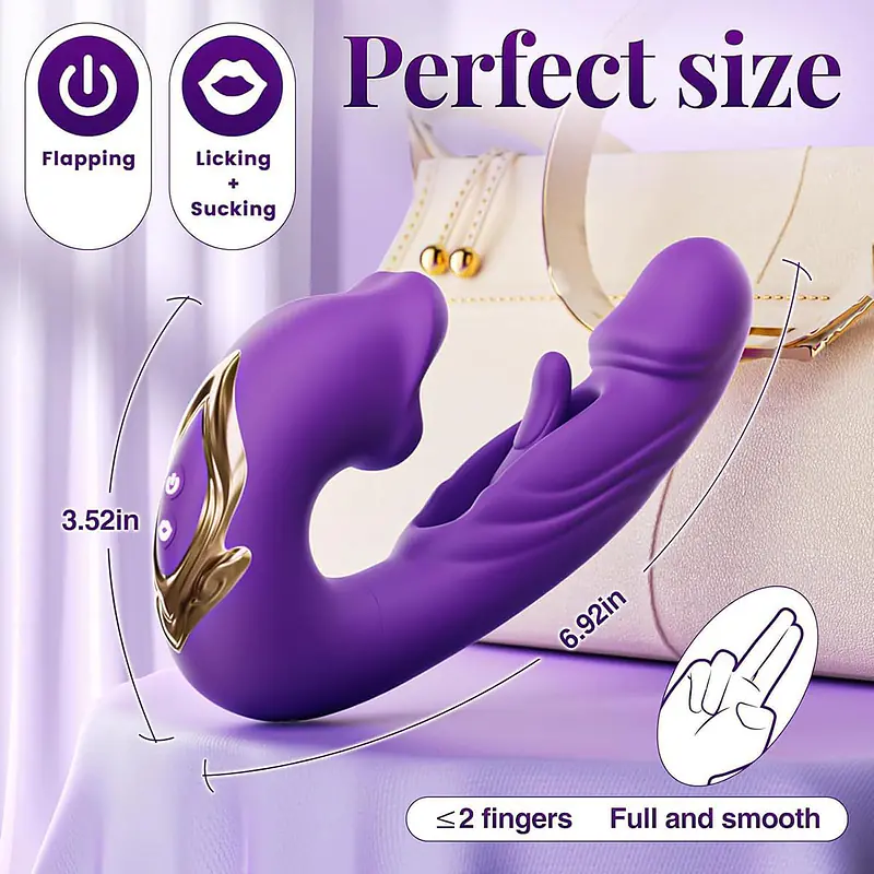 MyPleasure 3-in-1 G-Spot & Clitoris Stimulator with Tongue Biting Function – 5 Licks, 7 Vibrations, 7 Strokes - Master