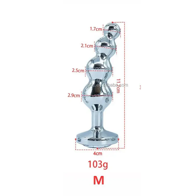 Crystal Luxe Four-Bead Metal Anal Plug - Master