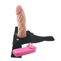 Ultimate Pleasure Hollow Strap On Dildo with Vibrator - Master