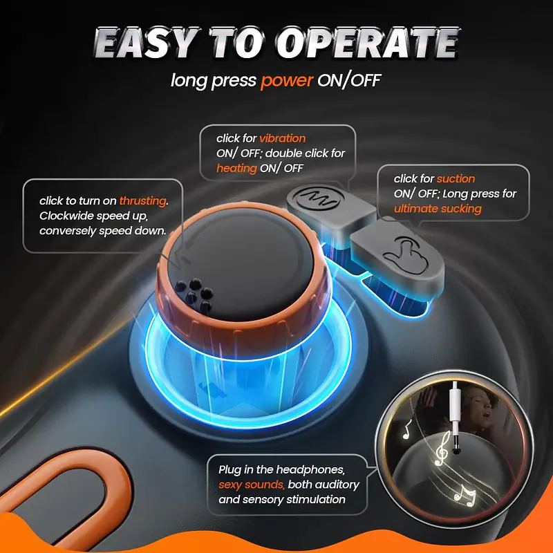 Pleasure Thrust 10X Automatic Heated Vibrating & Thrusting Sucking Masturbator with Voice - Master