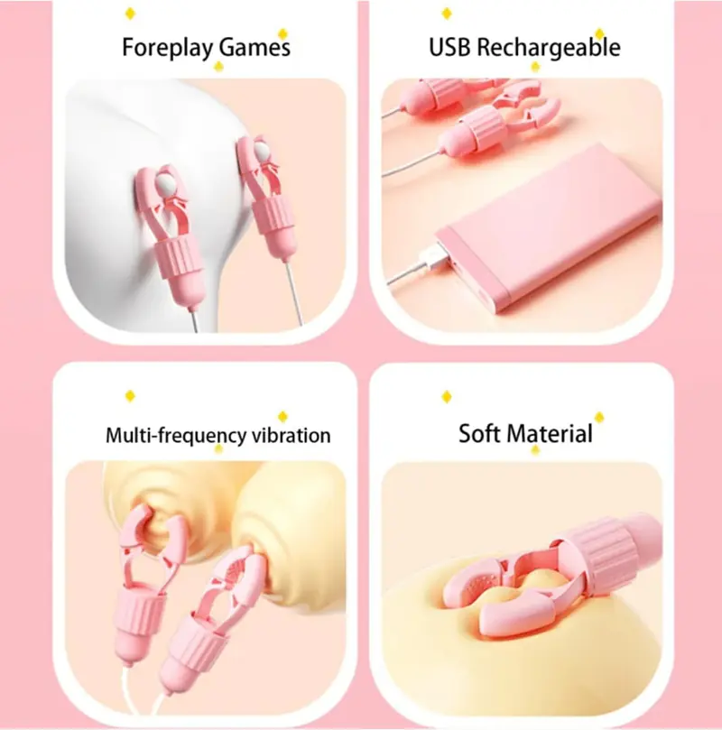 Pleasure Pulse 10 Modes Nipple Vibrator with Adjustable Clamps - Master