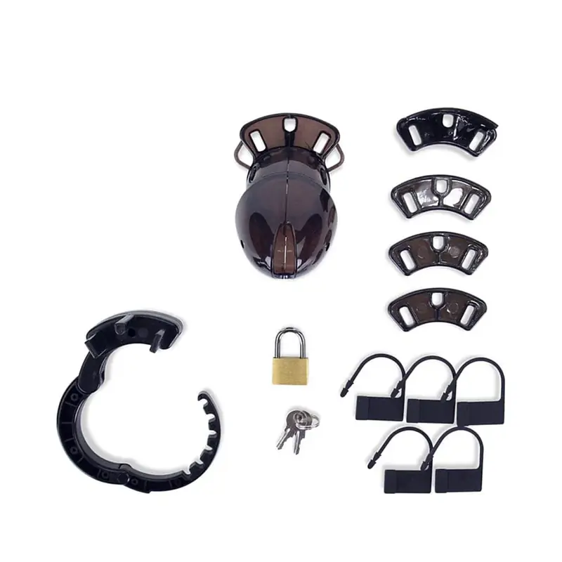 Obsidian Lock  Adjustable Black Male Chastity Cage Kit - Master
