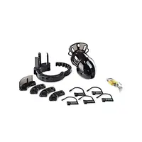 Obsidian Lock  Adjustable Black Male Chastity Cage Kit - Master