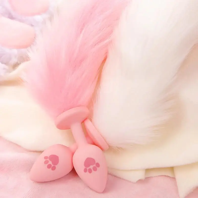 Kitty Fox Pink Fluffy Fox Tail Plug with Cat Claw - Master