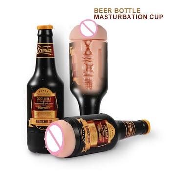 Beer bottle masturbation cup real vagina pussy